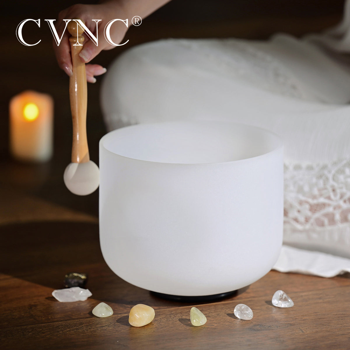 CVNC High C 528Hz Note C Frosted Crystal Singing Bowl For