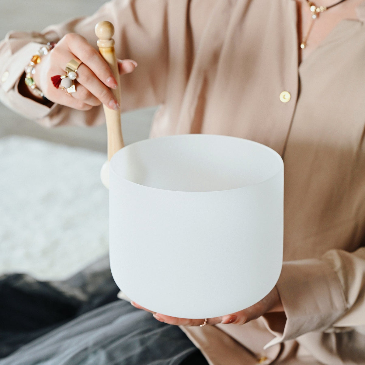 CVNC 440Hz Frosted Quartz Crystal Singing Bowl For Meditation Healing ...