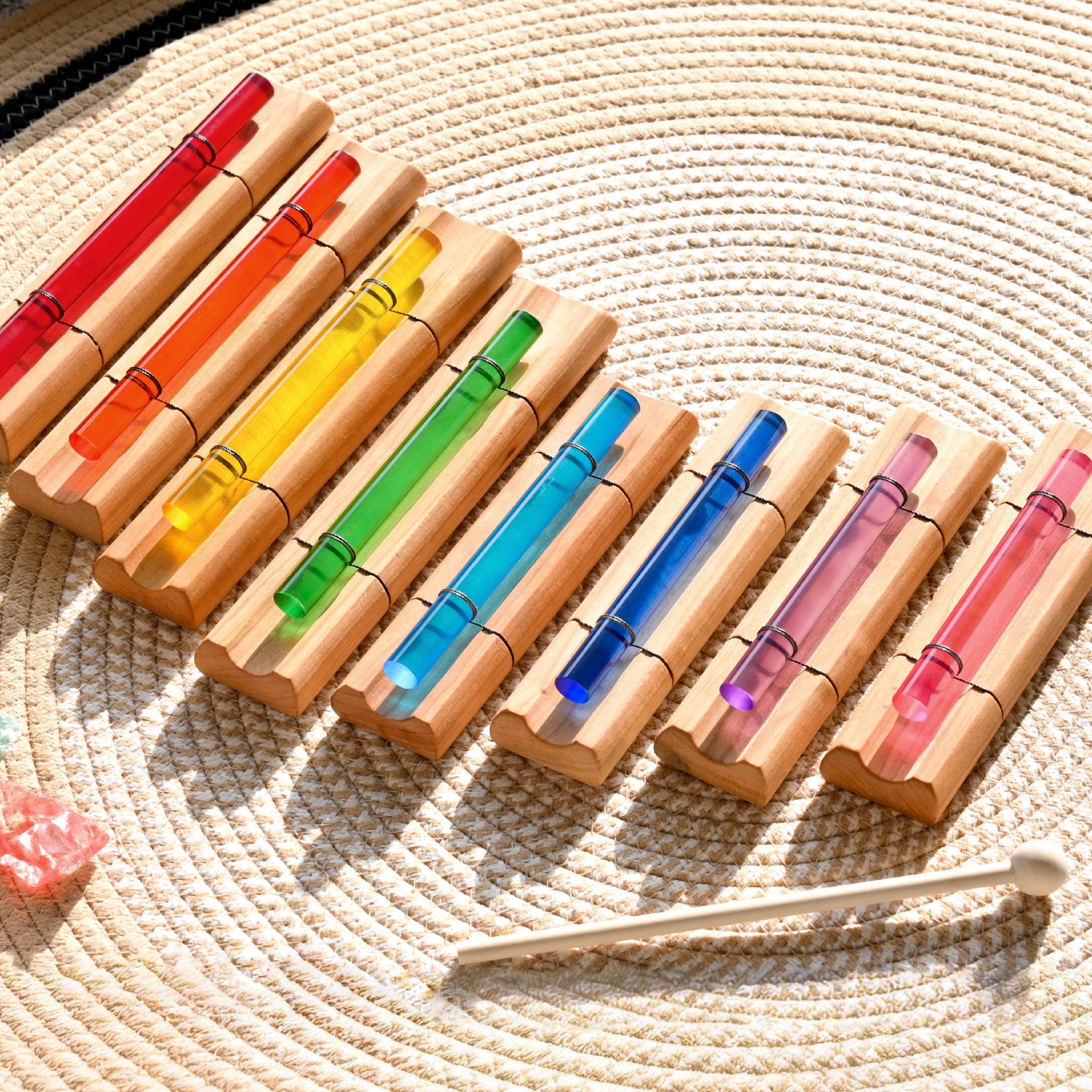 Rainbow Crystal Chakra Energy Bar Chime Set for Meditation – CVNC