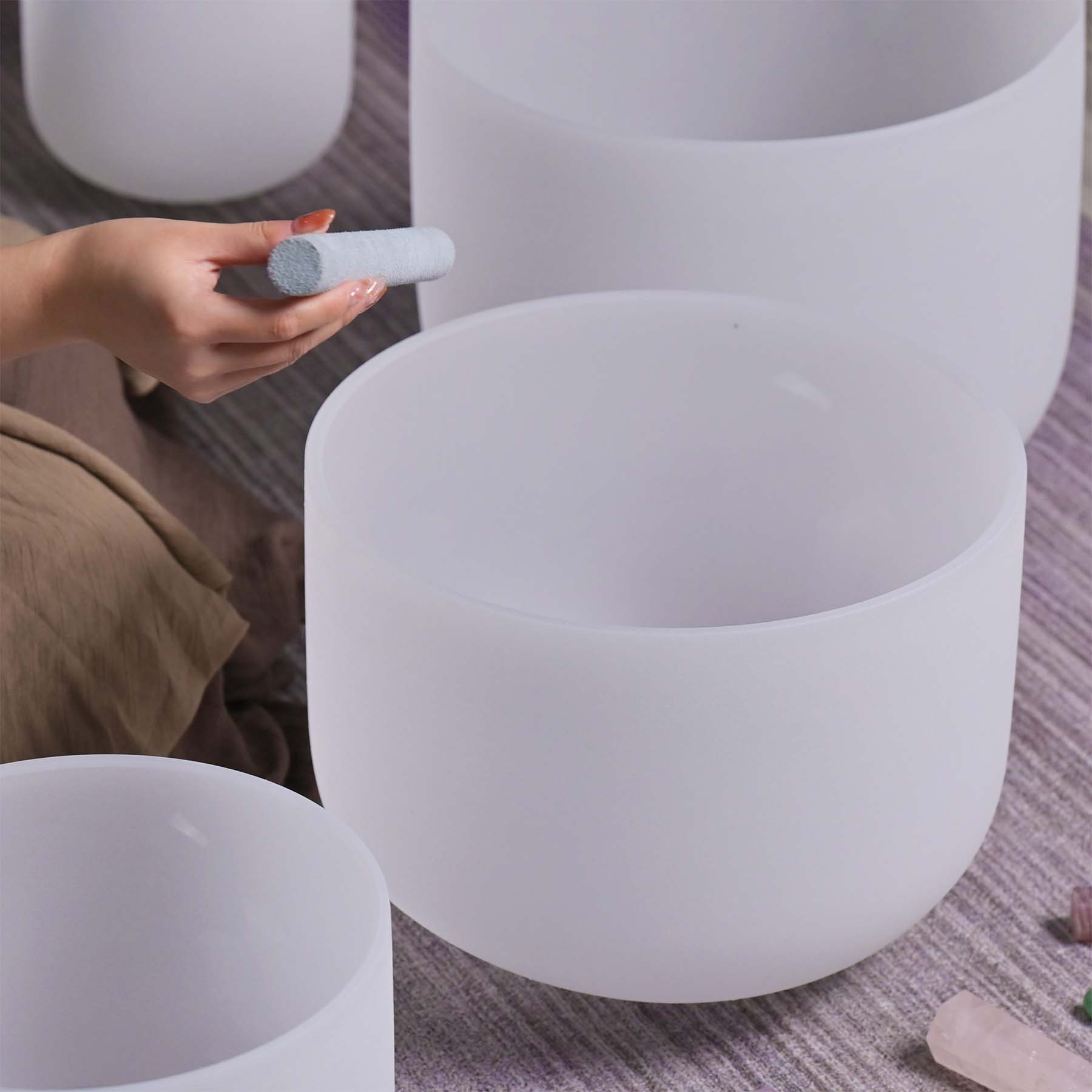 Set campane di cristallo di quarzo bianco| 3 pezzi A4 F4 D4
